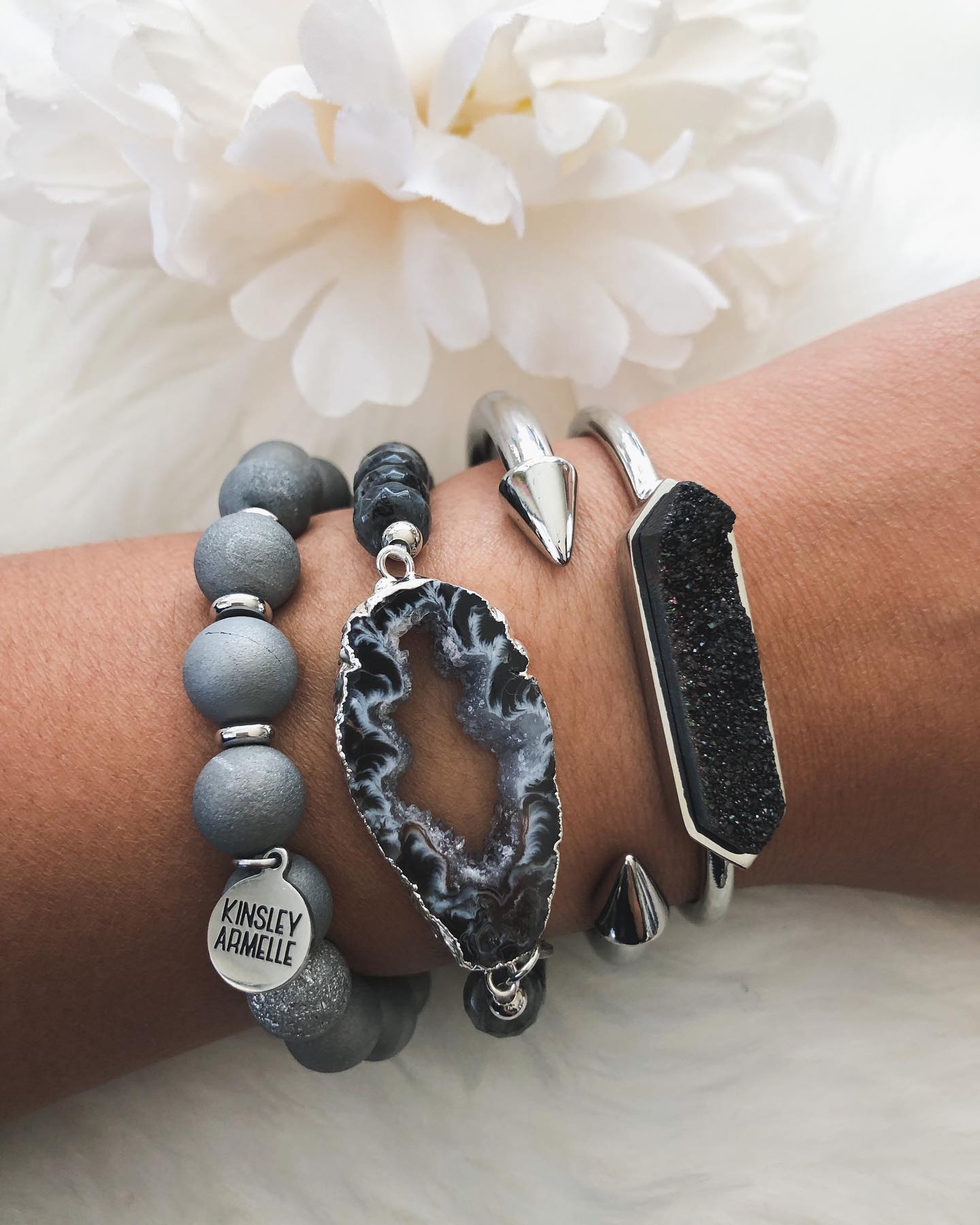 Silver Graphite Bracelet Stack