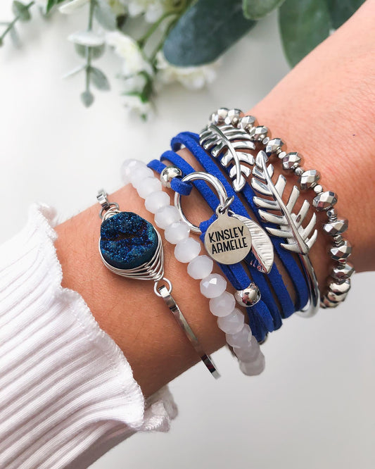 Silver Cyan Seas Bracelet Stack