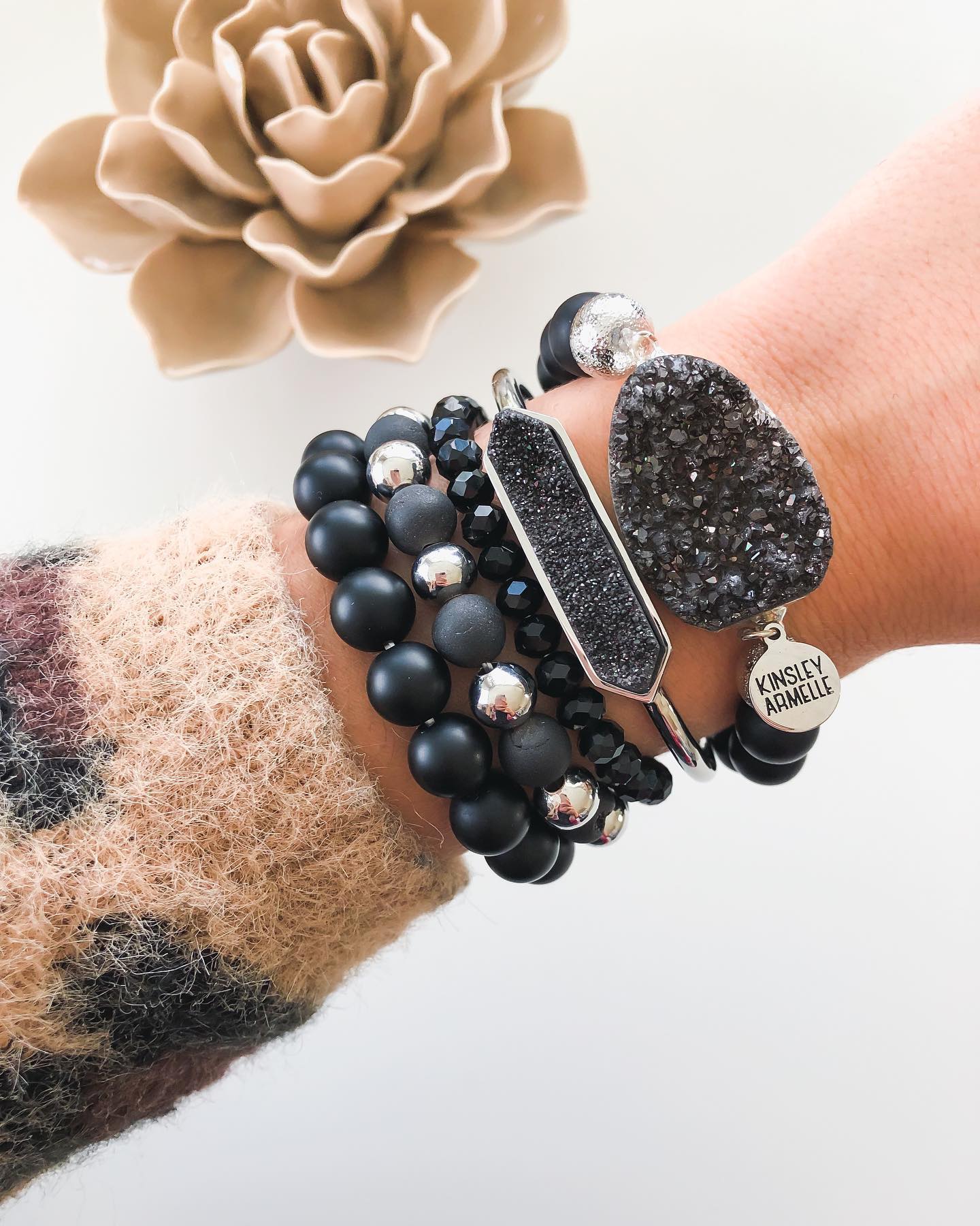 Silver Crescent Moon Bracelet Stack