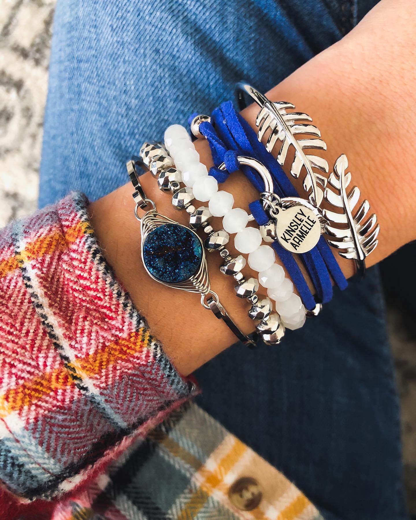 Silver Cyan Seas Bracelet Stack