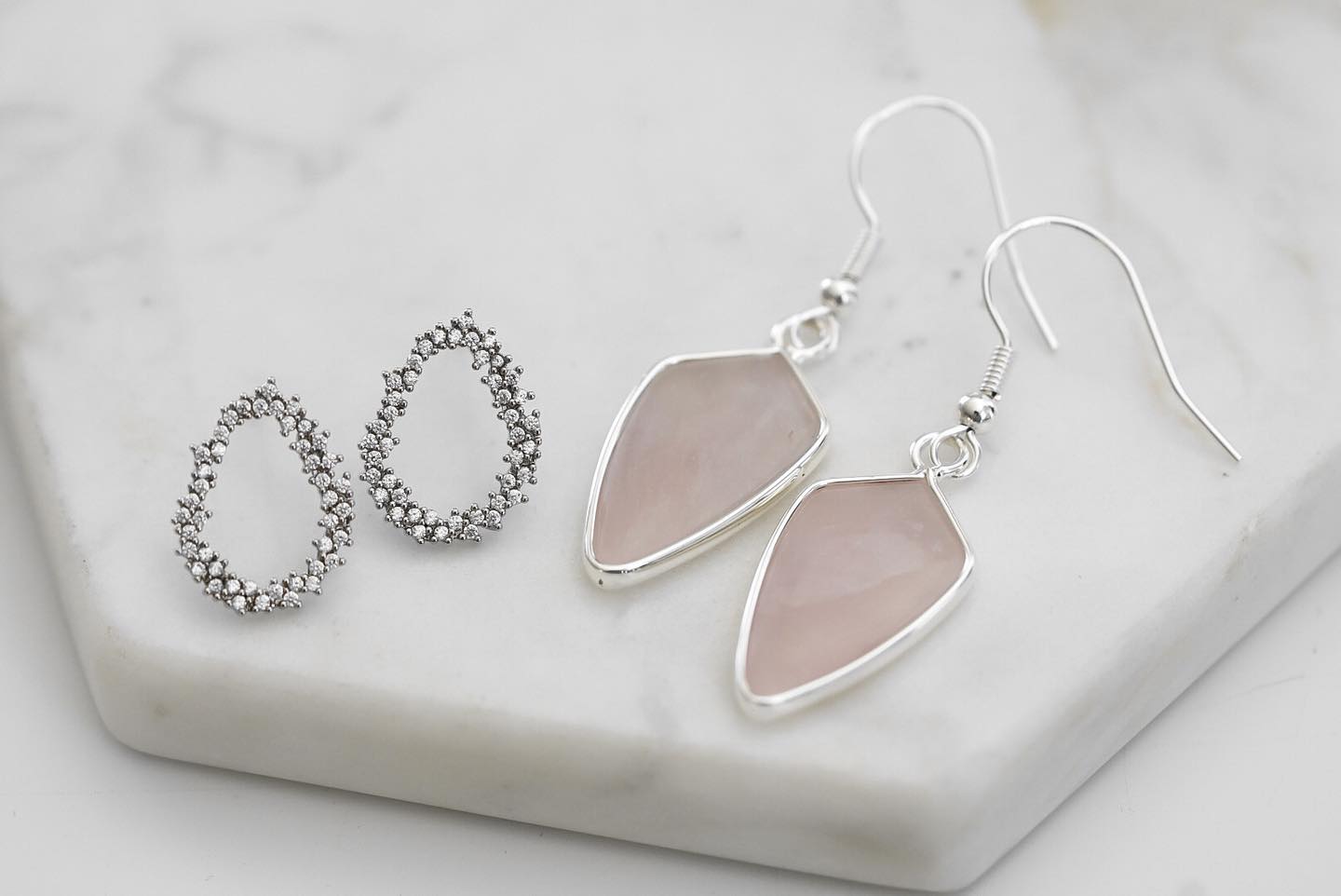 Silver Rosea Earrings Set