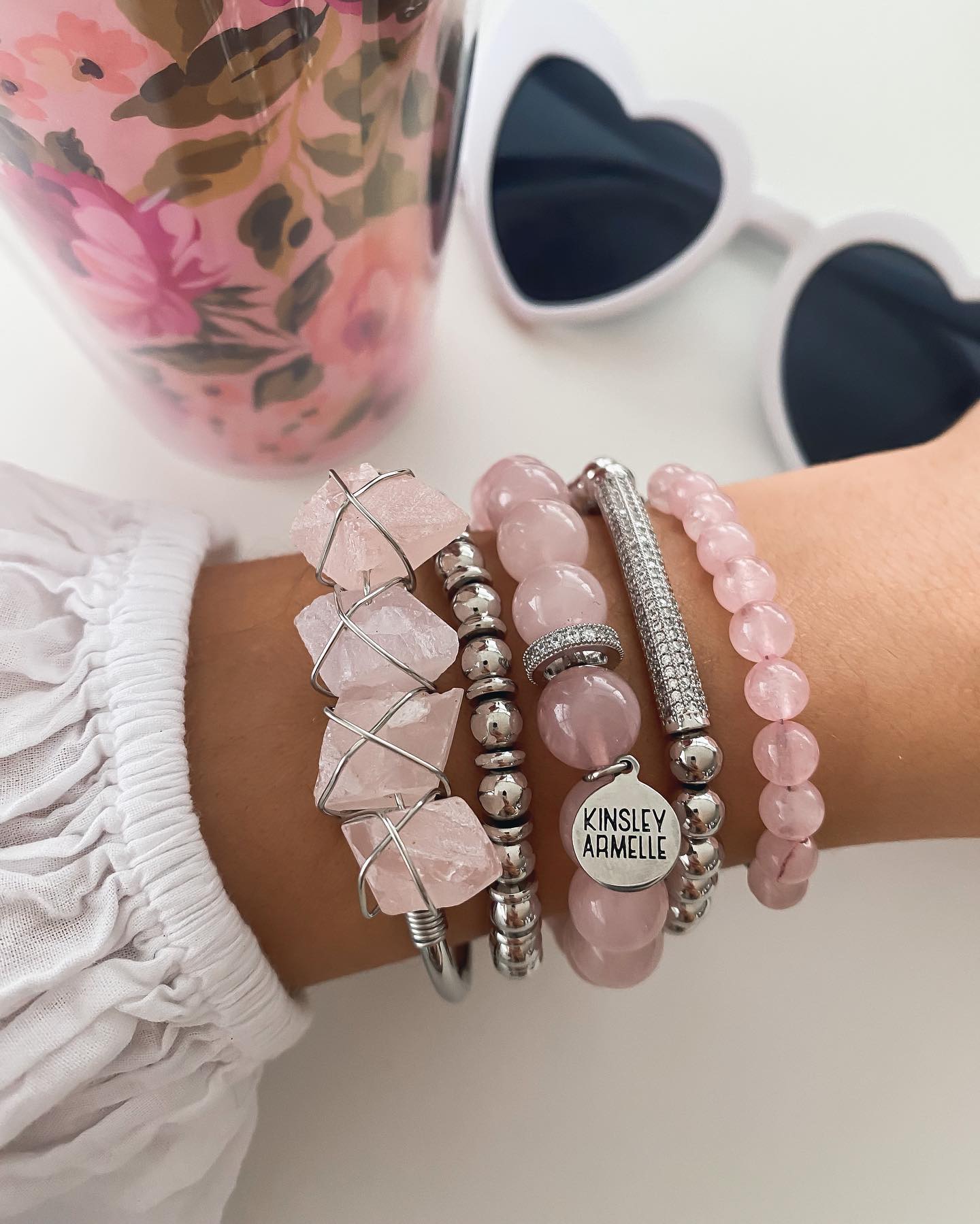 Silver Heather Bracelet Stack