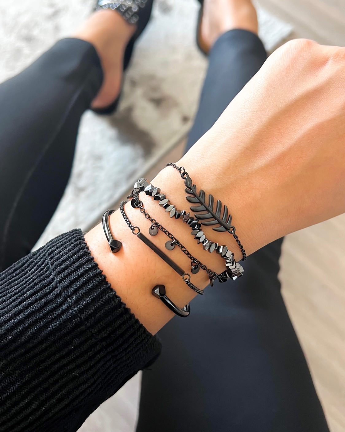 Black Sloane Bracelet Stack
