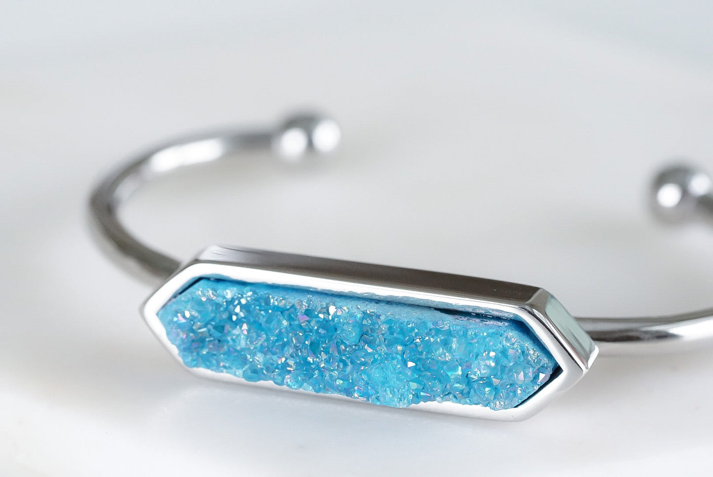 Bangle Collection - Silver Azure Quartz Bracelet