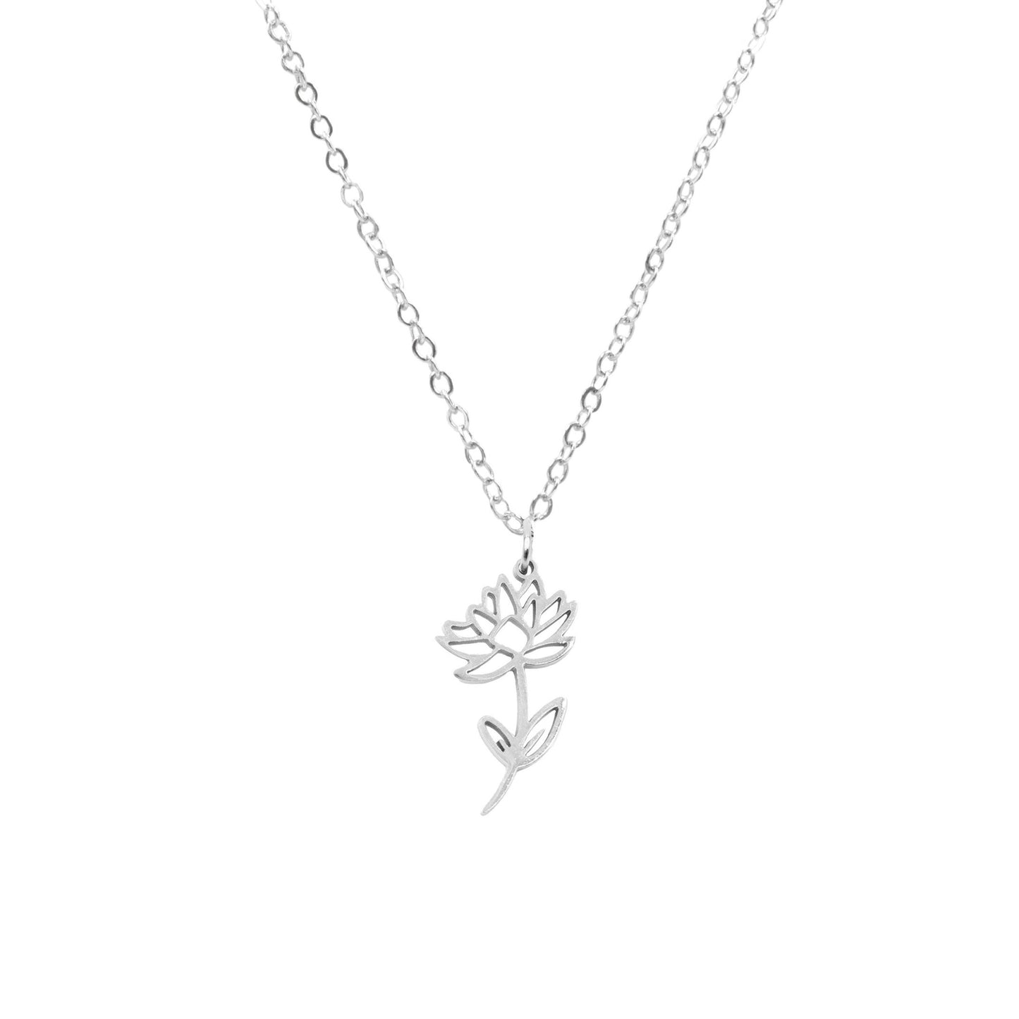 Birth Flower Collection - Silver Water Lily Necklace (July)