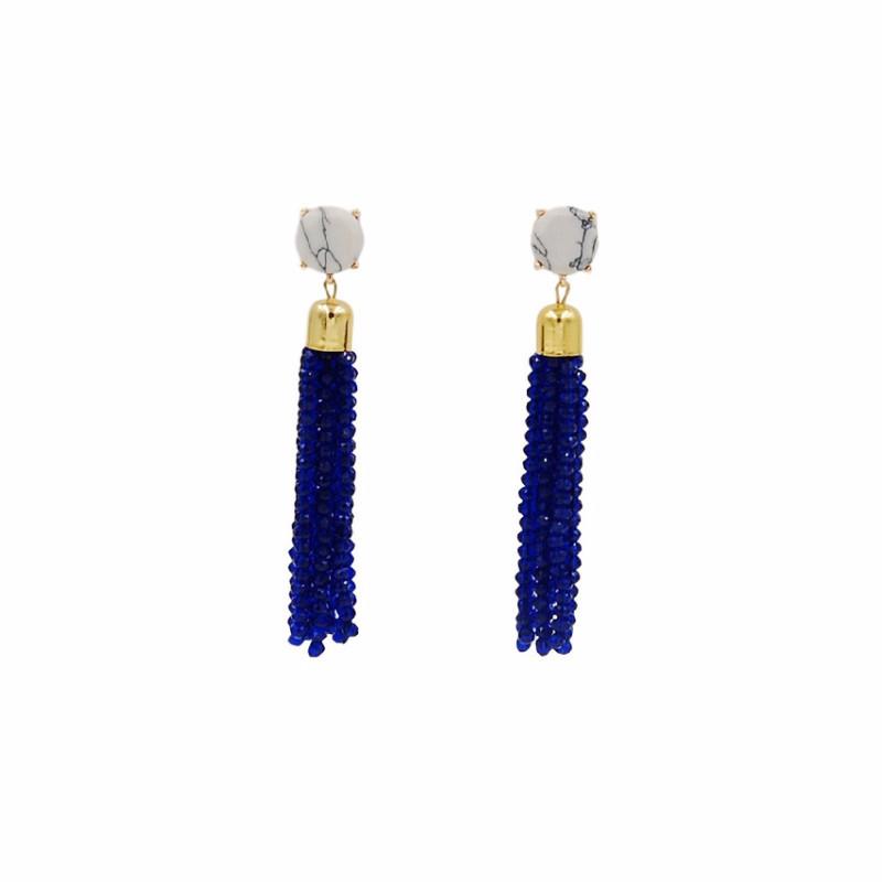 Tassel Collection - Cobalt Glass Beaded Earrings