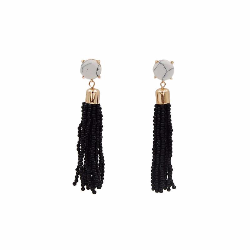 Tassel Collection - Raven Beaded Earrings