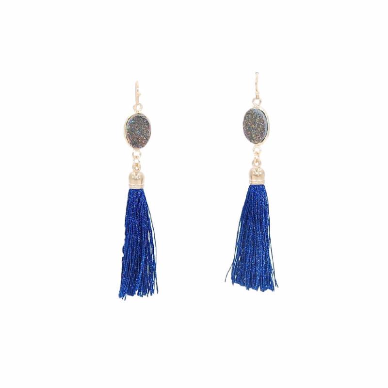 Fringe Collection - Cobalt Drop Earrings