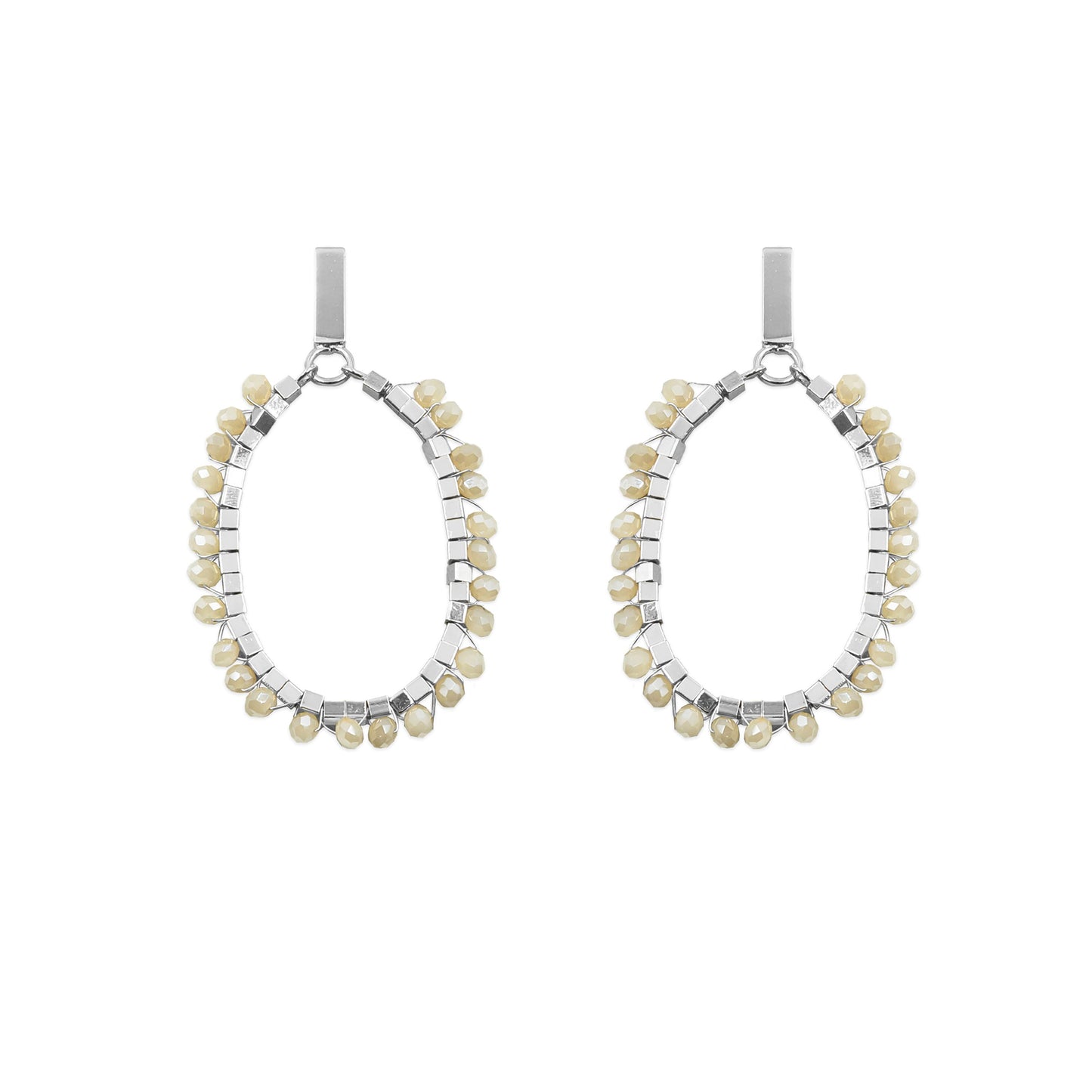 Glam Collection - Silver Khaki Earrings