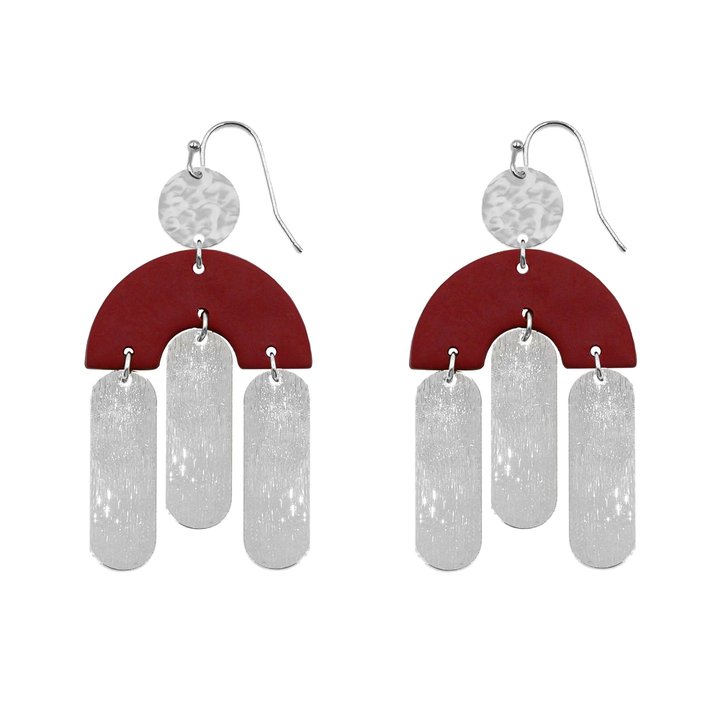 Kissa Collection - Silver Maroon Earrings