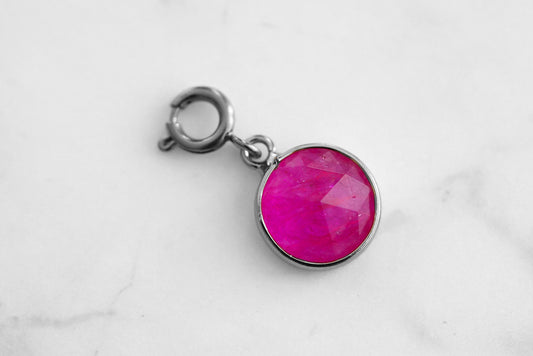 Maker Collection - Silver Fuchsia Circle Charm