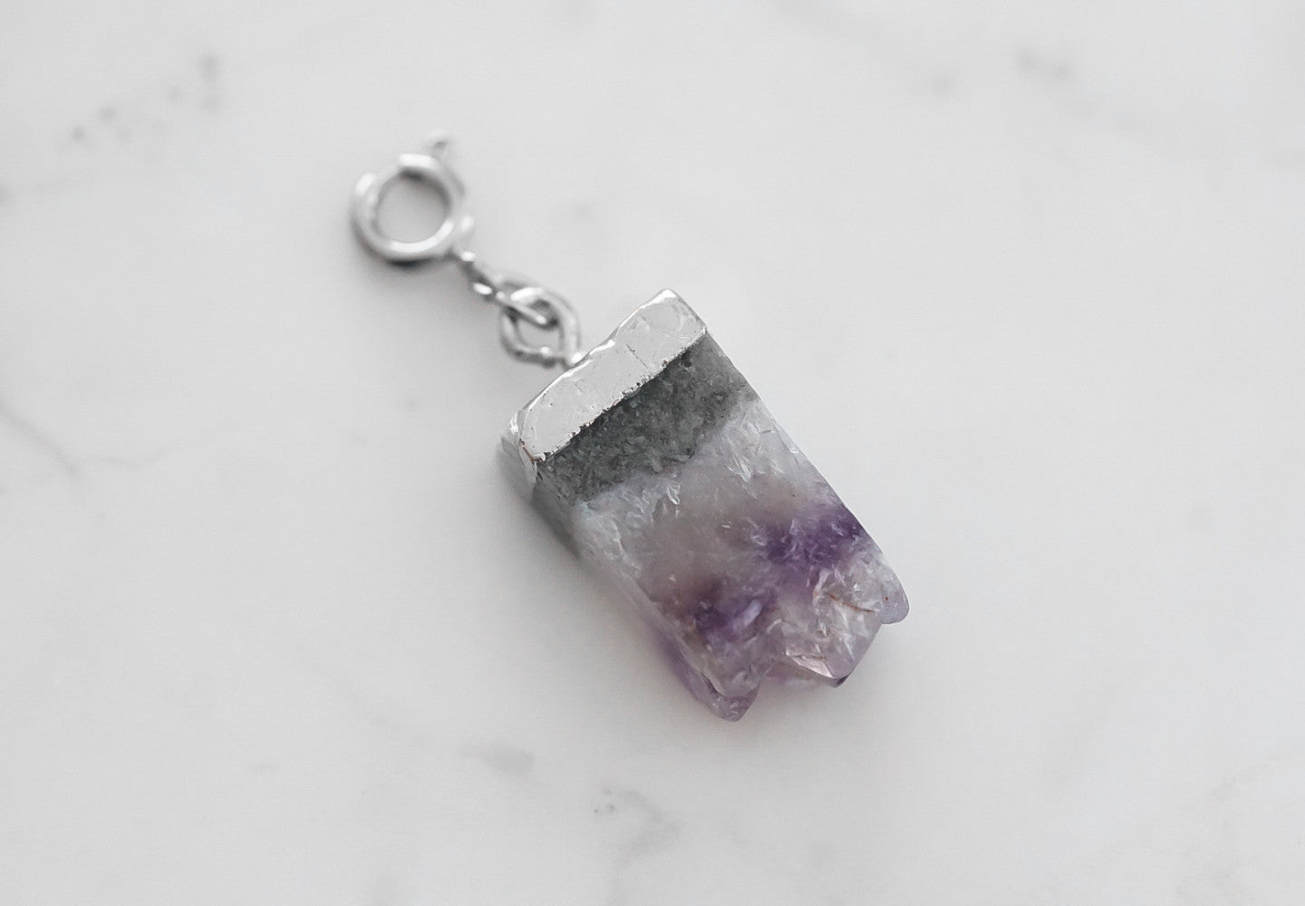 Maker Collection - Silver Mulberry Raw Quartz Charm