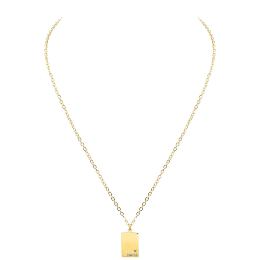 Mama Collection - Gold Engraved Rectangle Necklace