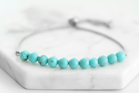 Nixie Collection - Silver Aqua Marine Bracelet 6mm