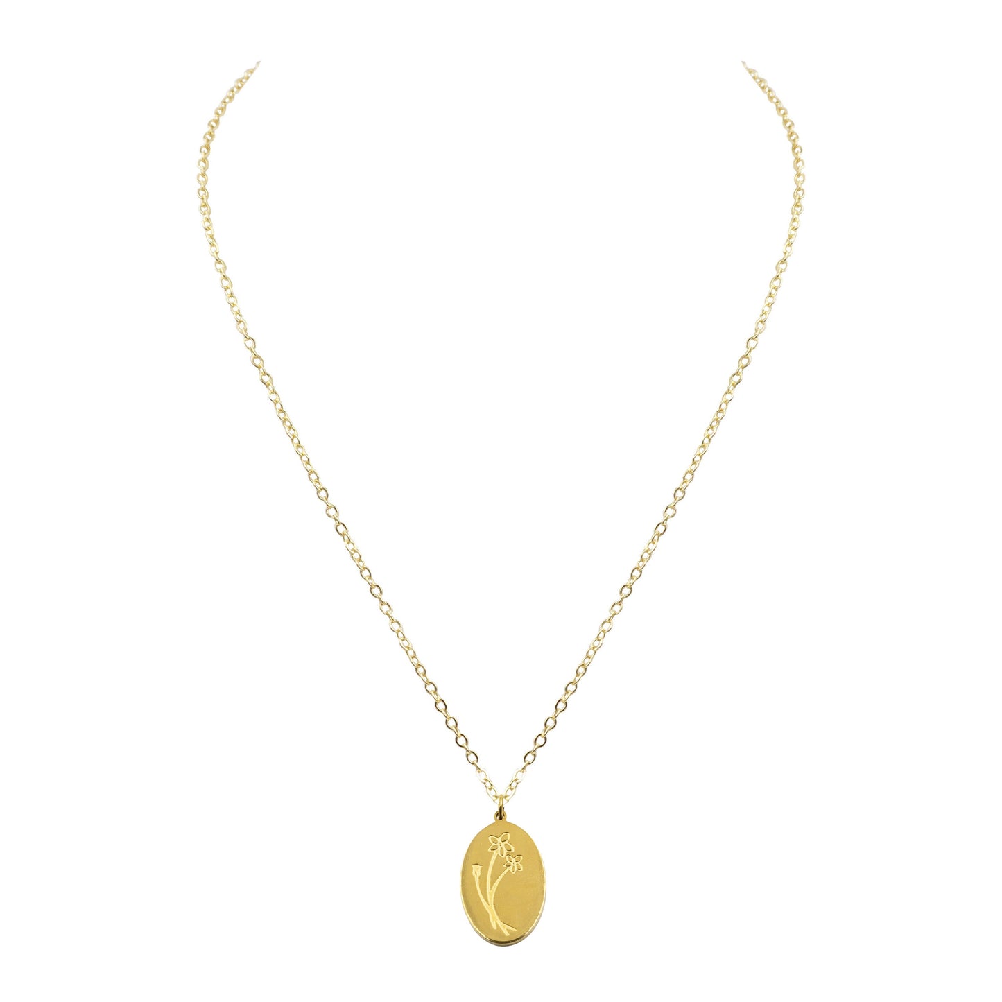 Raisa Collection - July Oval Birth Flower Necklace