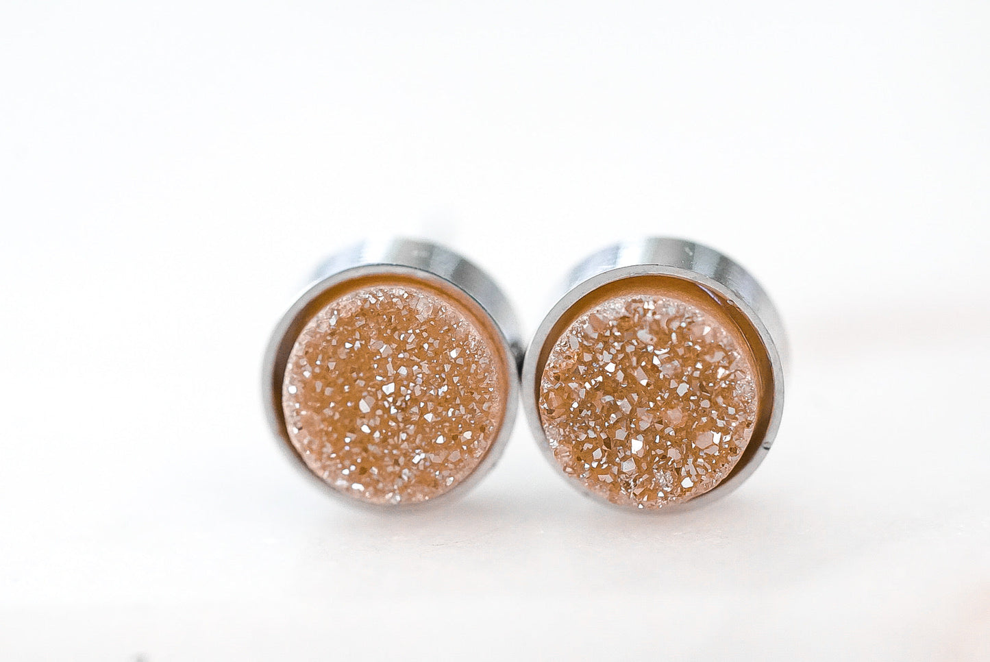 Regal Collection - Silver Amber Stud Earrings