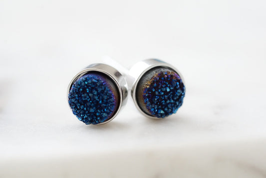 Regal Collection - Silver Ondine Blue Stud Earrings