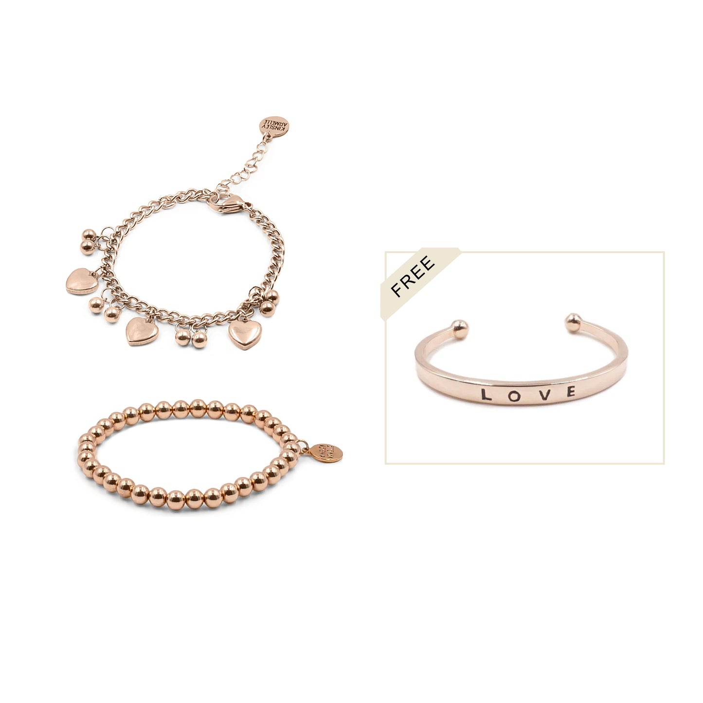 Rose Gold Heartstrings Bracelet Stack