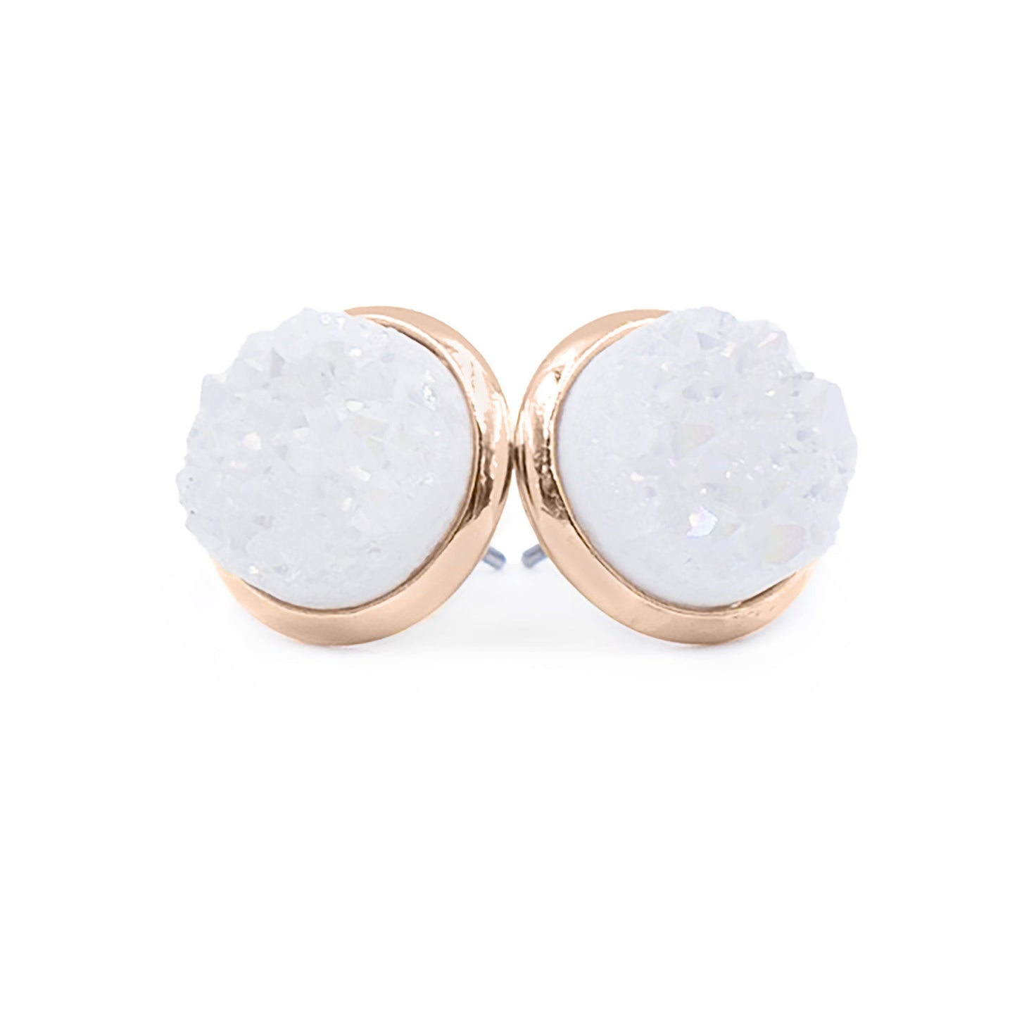 Stone Collection - Rose Gold Pearl Quartz Stud Earrings