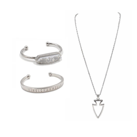 Silver Kinsley Quartz Jewelry Set