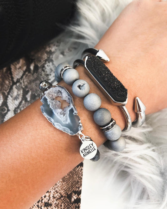 Silver Graphite Bracelet Stack