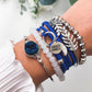 Silver Cyan Seas Bracelet Stack