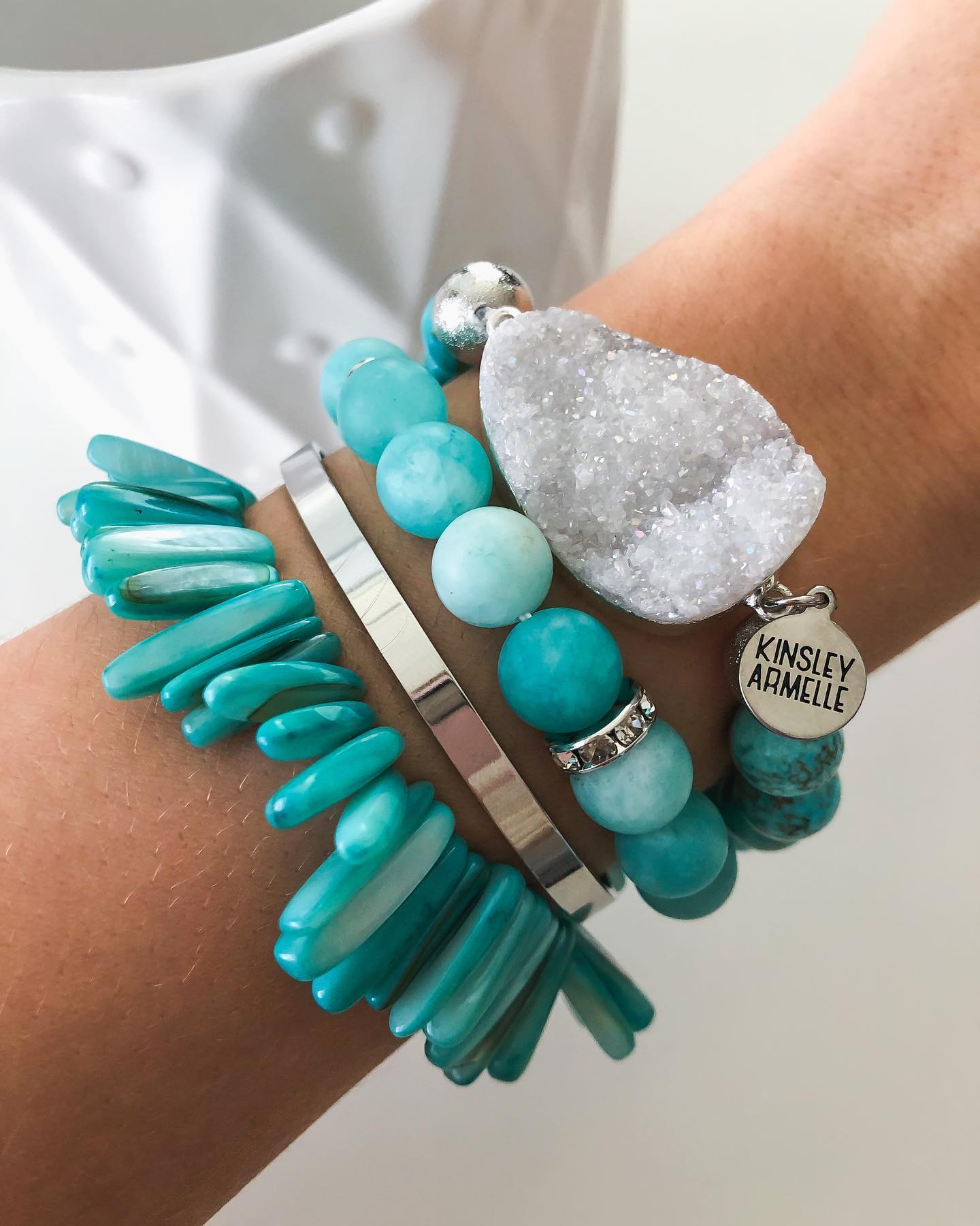 Silver Crystal Water Bracelet Stack