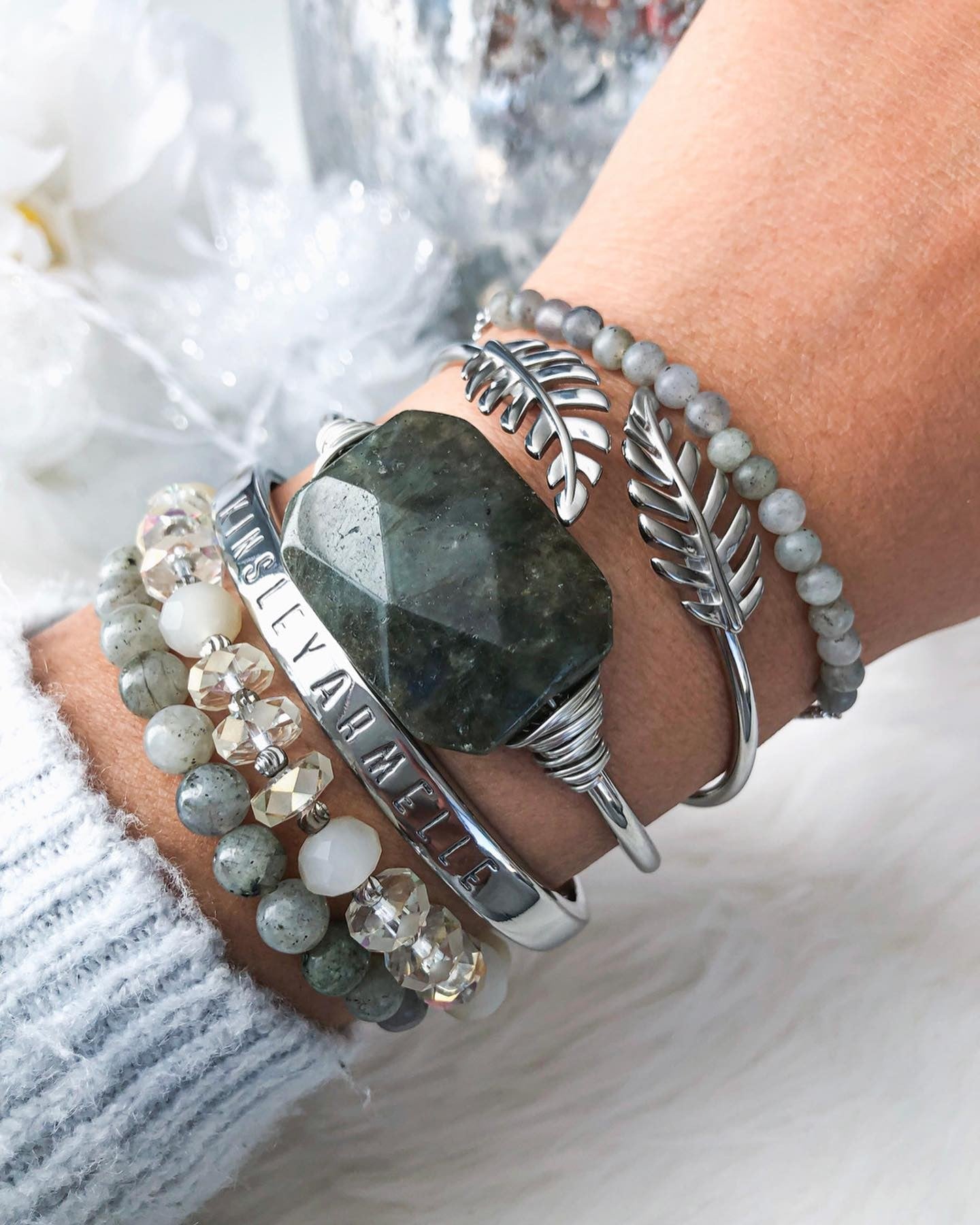 Silver Hawthorn Bracelet Stack