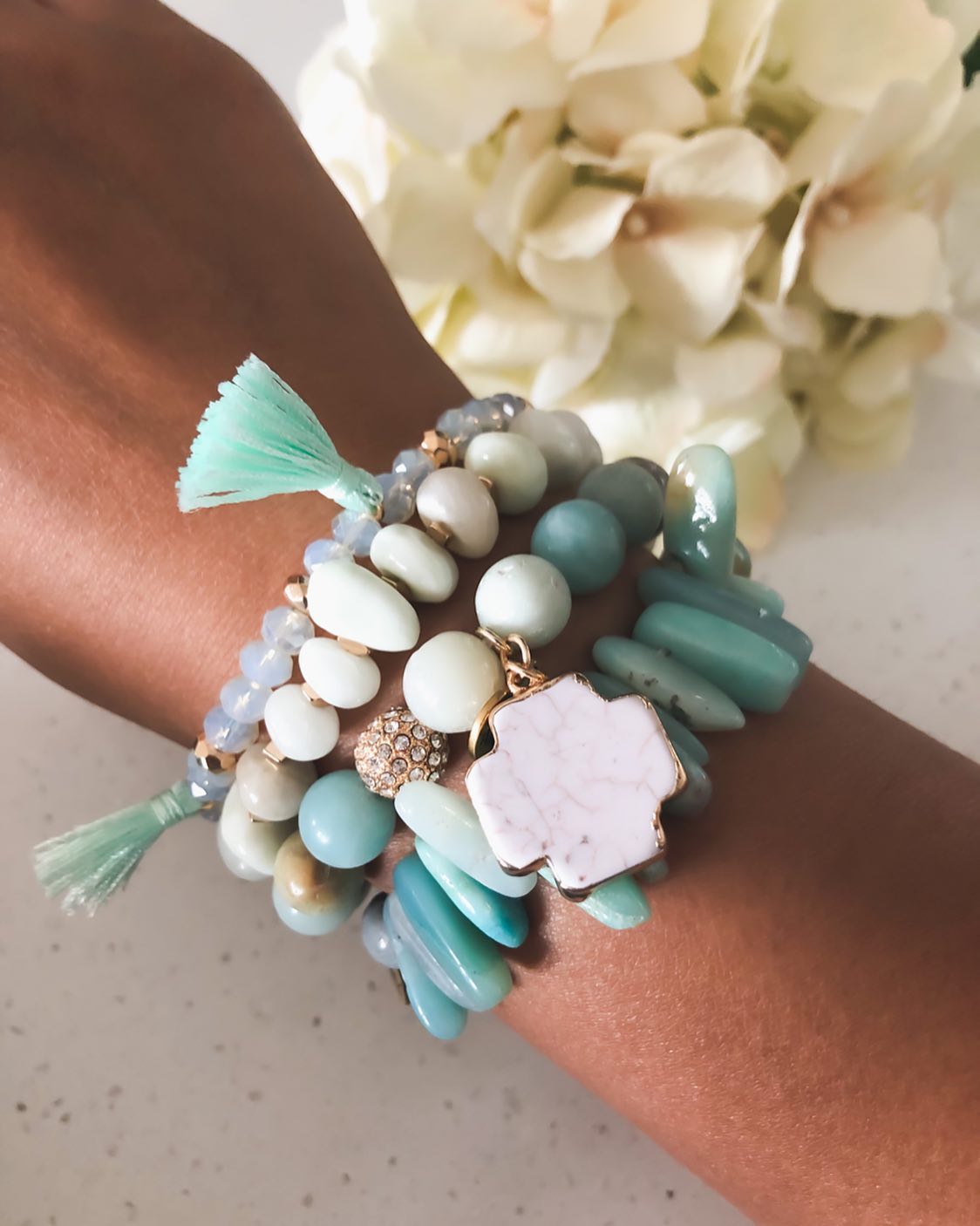 Sea Foam Bracelet Stack