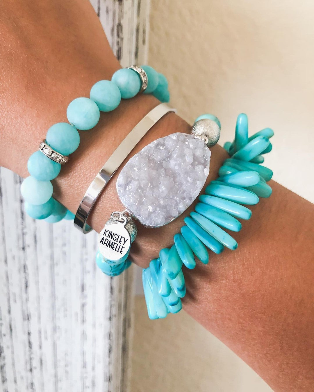 Silver Crystal Water Bracelet Stack