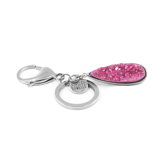 Accessory Collection - Silver Blush Quartz Drop Keychain
