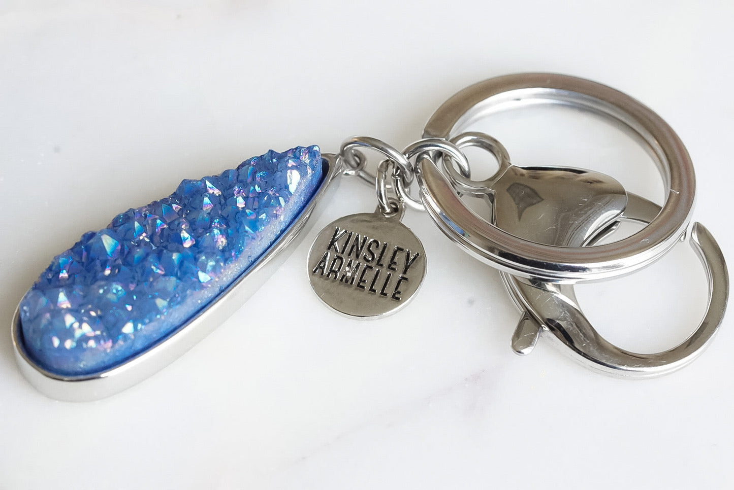 Accessory Collection - Silver Denim Quartz Drop Keychain