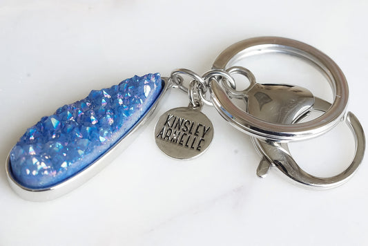 Accessory Collection - Silver Denim Quartz Drop Keychain