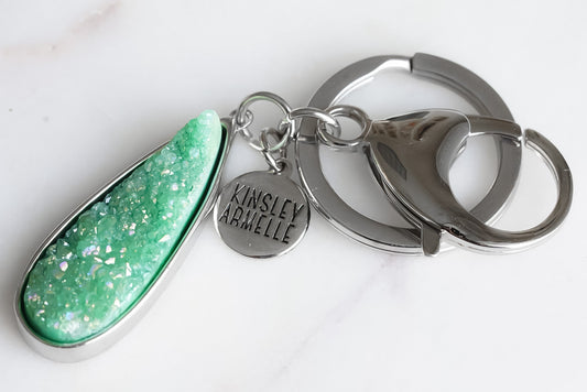 Accessory Collection - Silver Jade Quartz Drop Keychain