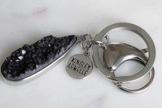 Accessory Collection - Silver Raven Quartz Drop Keychain