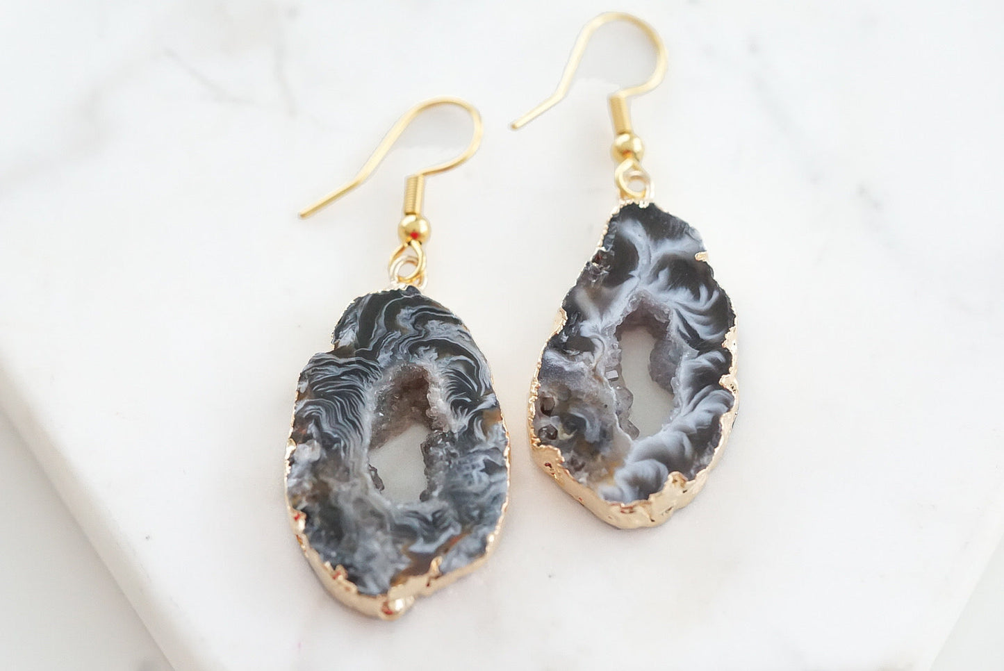 Agate Collection - Smoky Drop Earrings