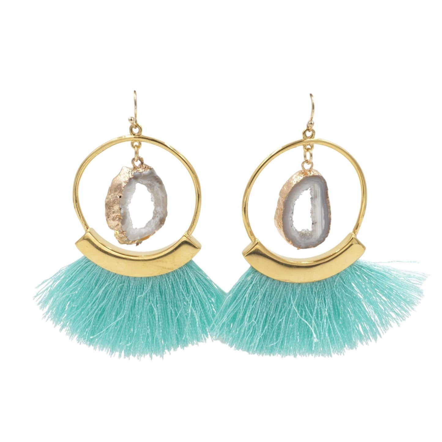 Agate Collection - Mint Fringe Earrings