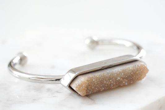 Bangle Collection - Silver Amber Quartz Bracelet