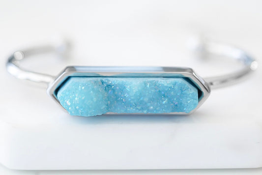 Bangle Collection - Silver Azure Quartz Bracelet (Unique)