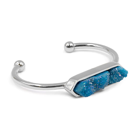 Bangle Collection - Silver Azure Quartz Bracelet (Unique)