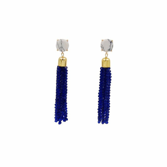 Tassel Collection - Cobalt Glass Beaded Earrings