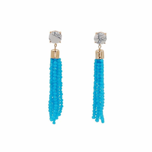 Tassel Collection - Sky Glass Beaded Earrings