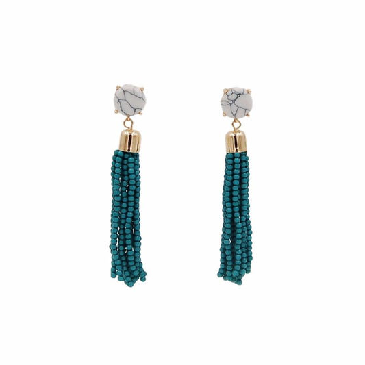 Tassel Collection - Jade Beaded Earrings