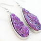 Druzy Collection - Silver Royal Quartz Drop Earrings (Unique)