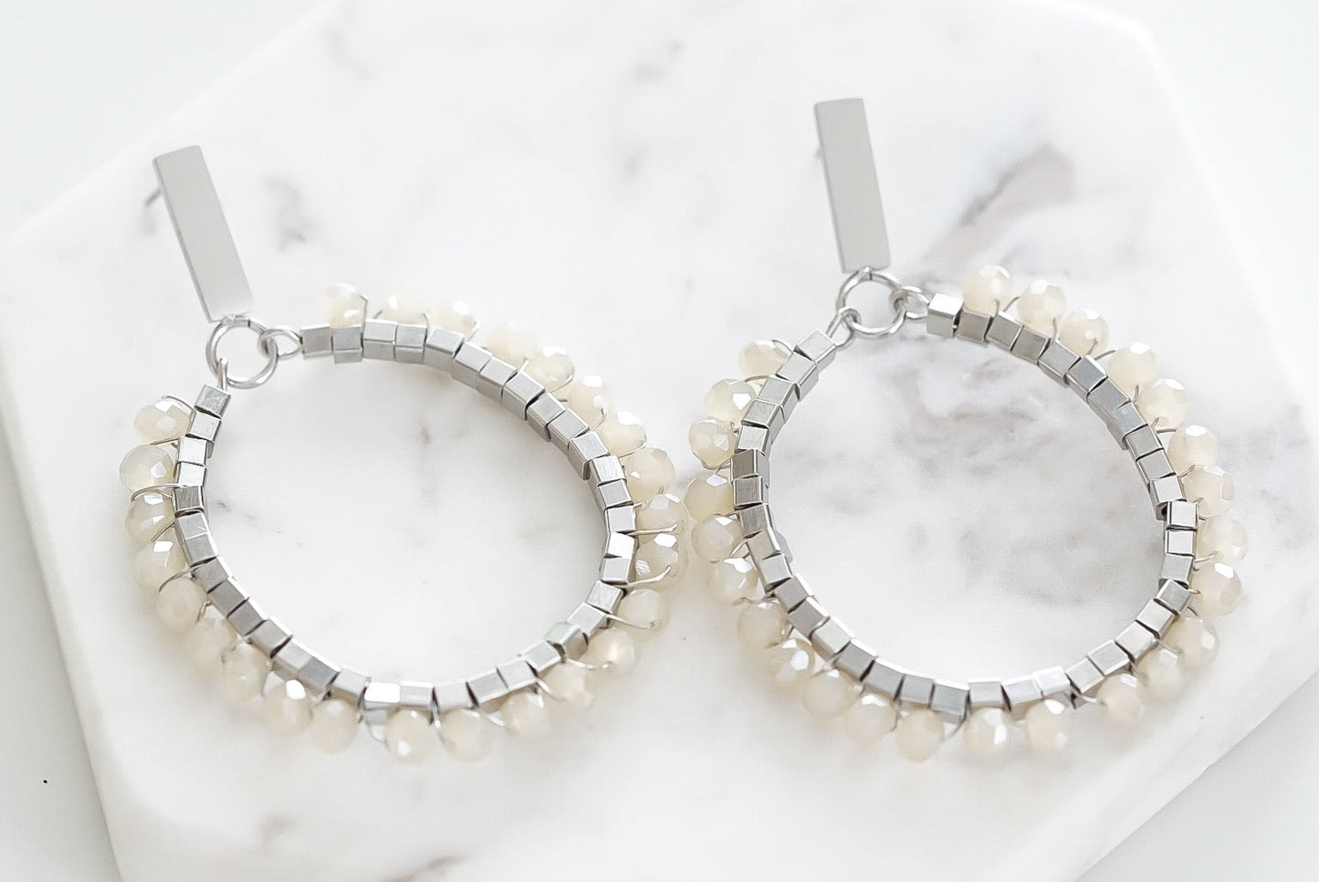 Glam Collection - Silver Khaki Earrings