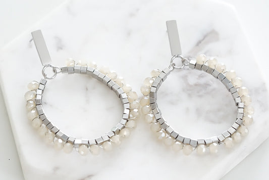 Glam Collection - Silver Khaki Earrings