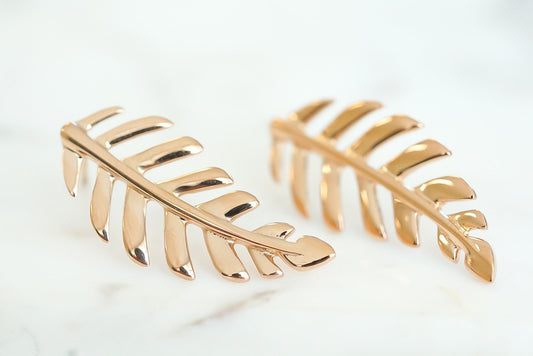 Goddess Collection - Rose Gold Laurel Leaf Stud Earrings