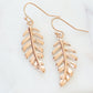 Goddess Collection - Rose Gold Laurel Leaf Drop Earrings