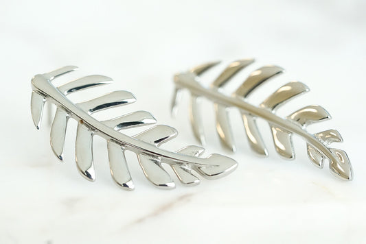 Goddess Collection - Silver Laurel Leaf Stud Earrings