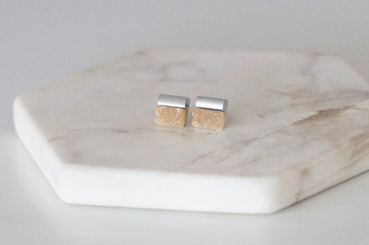 Gracie Collection - Silver Amber Quartz Stud Earrings